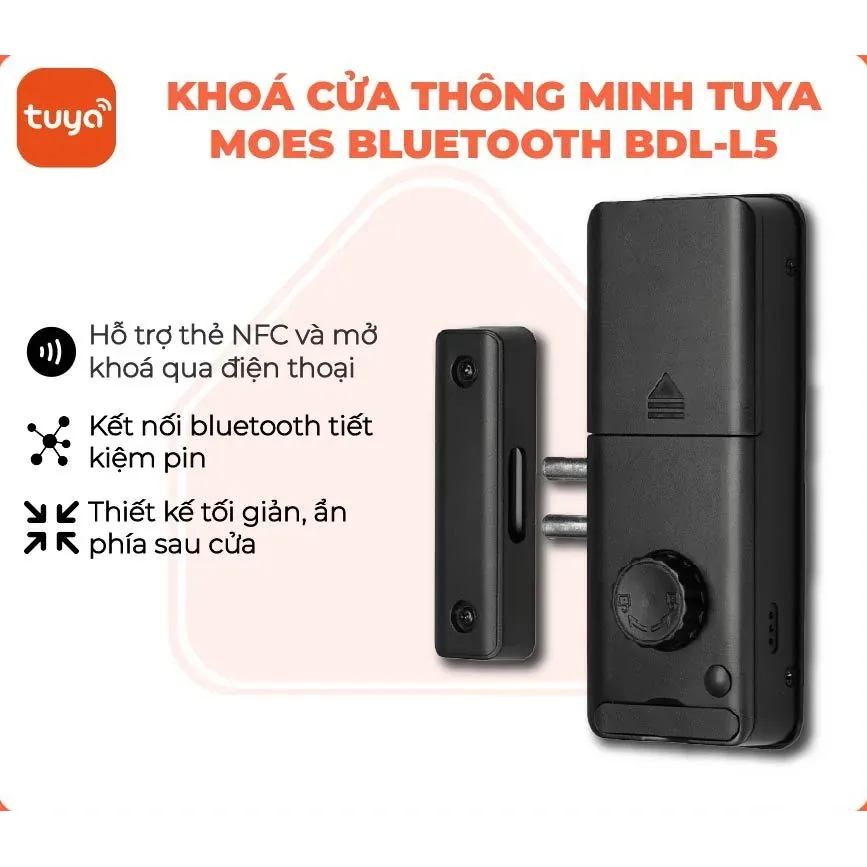 Khóa thông minh Tuya Smart Life Moes bluetooth BDL-L5 hỗ trợ thẻ từ và điều khiển qua ứng dụng
