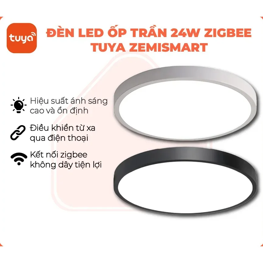 Đèn ốp trần thông minh zigbee Tuya Smart Life Zemismart 24W