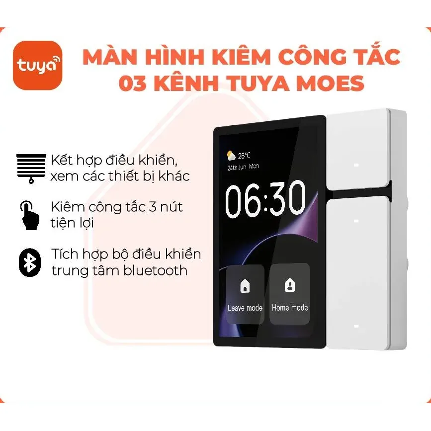 Màn hình điều khiển kiêm công tắc 3 kênh Tuya Smart Life Moes