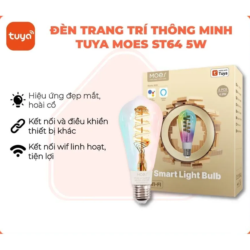 Đèn decor trang trí wifi thông minh Tuya Smart Life Moes Edison