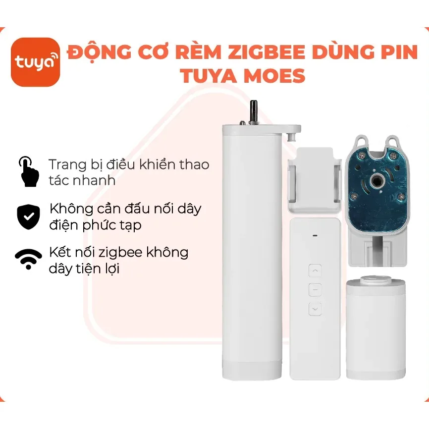 Động cơ rèm zigbee Tuya Smart Life Moes pin sạc